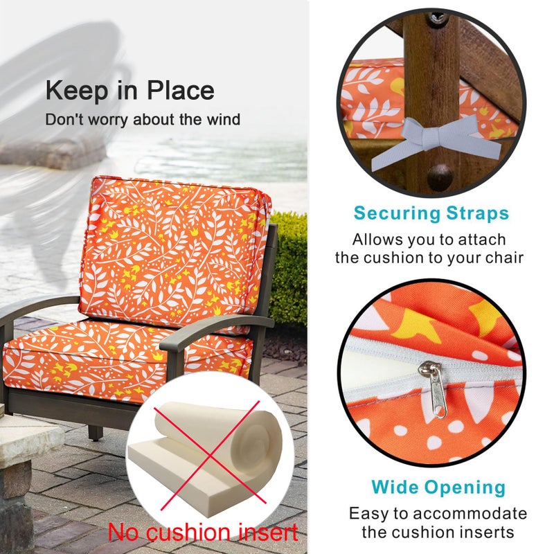 NettyPro Outdoor Cushion Covers Set 2 Water Repellent UV Resistant Outdoor Chair Seat Cushion Slipcover, 20 x 18 x 4 Inch - Image 4